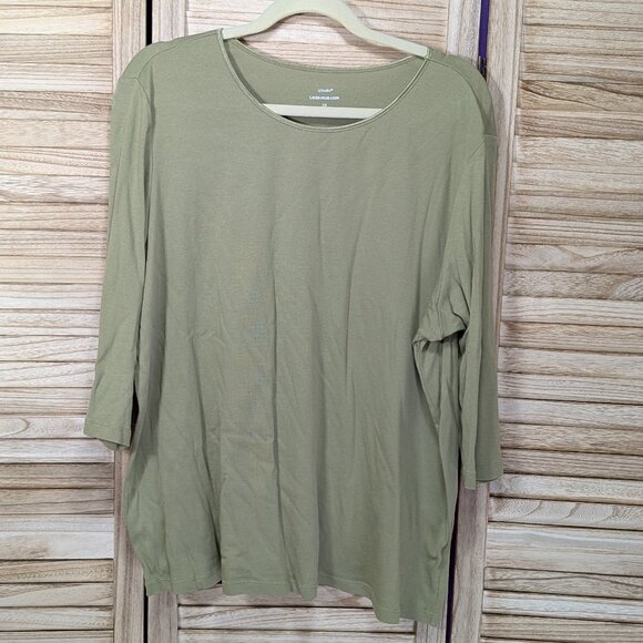 CJ Banks Layer-Your-Look Olive Green 3/4 Long Sleeve Top Size 2X - Picture 1 of 7